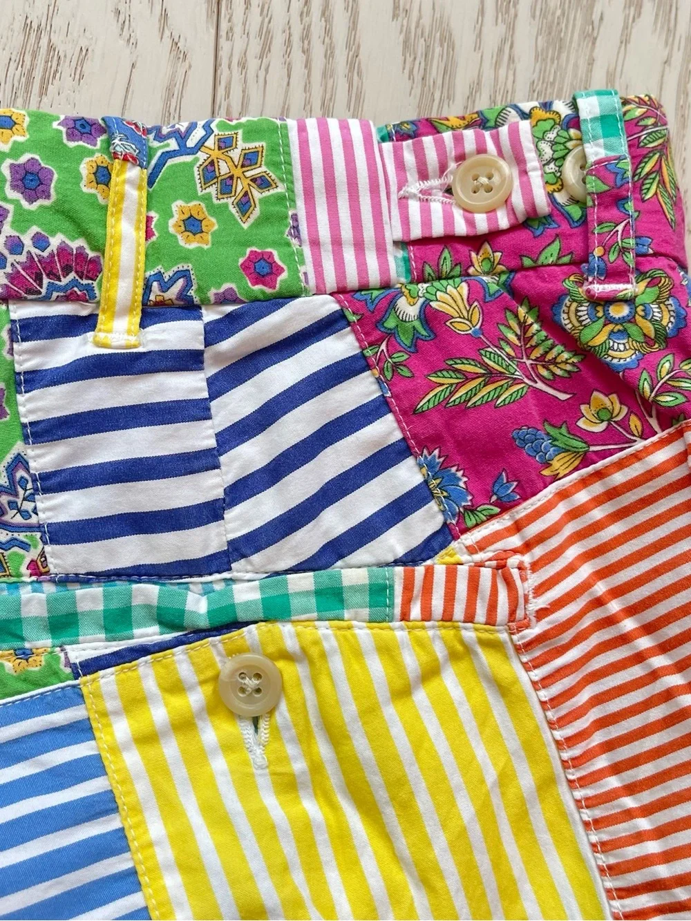 Polo Ralph Lauren Vintage Y2K patchwork colorblock colorful Cotton Shorts 35